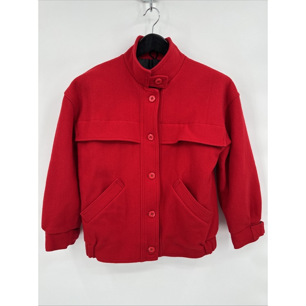 The WOOLRICH Woman Pure Wool Jacket Coat Made USA Red Small EVC Lined 80s